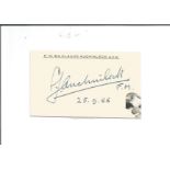 Field Marshal Sir Claude John Eyre Auchinleck signed 3 x 2 card dated 1956. Field Marshal Sir Claude