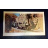 Railway Print 19x32 approx titled The Climb to Asmara signed in pencil by the artist Terence