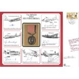 WW2 multisigned DM cover The AWARD of the AIR FORCE MEDAL signed by W/O John William Allen , FL