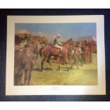 Horse Racing print 23x28 approx titled At Hethersett Races by the artist Sir Alfred Munnings. Good