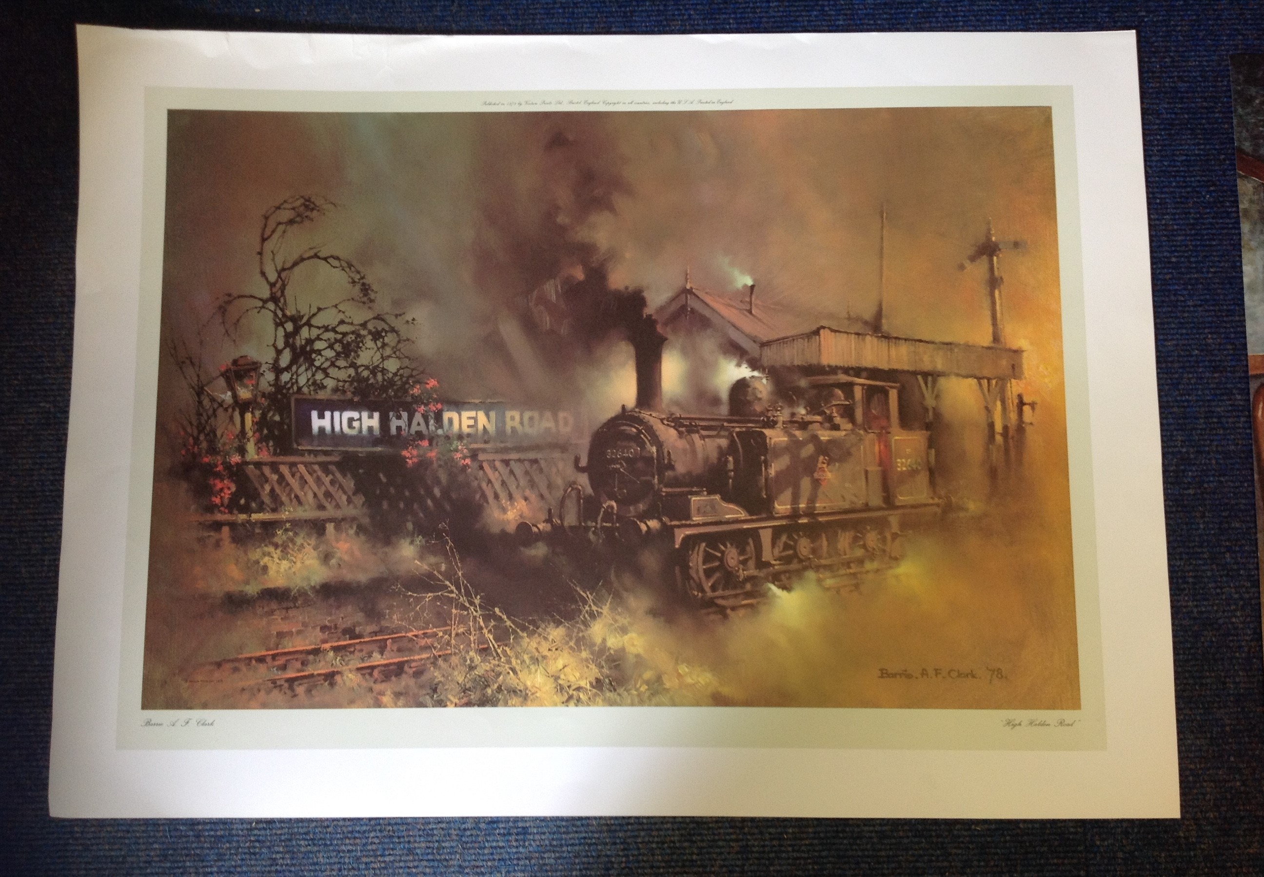 Railway Print 36x26 titled 'HIGH HALDEN ROAD' by the artist Barrie A.F.Clark. Good Condition. All