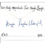 ACM Sir Hugh Lloyd signed 6 x 4 white card with name and details neatly written to top and bottom,