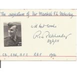 Air Marshall R Atcherley AFC signed 6 x 4 card with name and details neatly written to top and