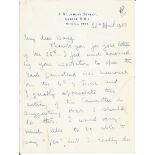 Field Marshal Sir Claude John Eyre Auchinleck hand written letter dated 1950 on his own stationary