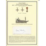 Group Captain Harold Walmsley DFC* Croix de Guerre signed signature piece on white card. Attached to