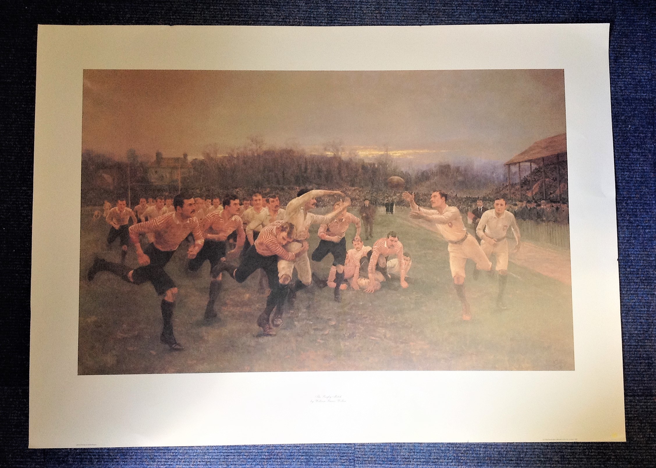 Rugby print 37x28 approx titled The Rugby Print by the artist William Barnes Wellen depicting an