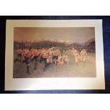 Rugby print 37x28 approx titled The Rugby Print by the artist William Barnes Wellen depicting an