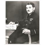 Sir Frank Whittle signed rare 10 x 8 b/w photo dated 1985, seated at his desk in RAF Uniform. Air