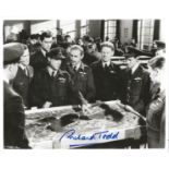 Richard Todd as Guy Gibson in Dambuster movie signed 10 x 8 b/w photo crew Dams model briefing. Good