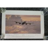 Outward Bounds WW2 19 x 12 print by Phillip West signed by 7 WW2 bomber veterans including Benny