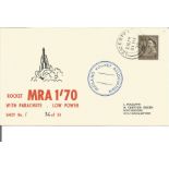 Space Rocket Mail FDC Rocket MRA 1'70 with parachute low power Shot No1, 36 of 50 PM Midland