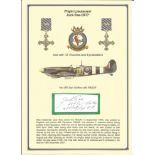 Flight Lieutenant Jack Rae DFC* signed small signature piece stuck to green card. Attached to a