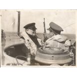 Winston Churchill 1944 original 8 x 6 b/w photo of the WW2 leader on HMS Kelvin with cigar with