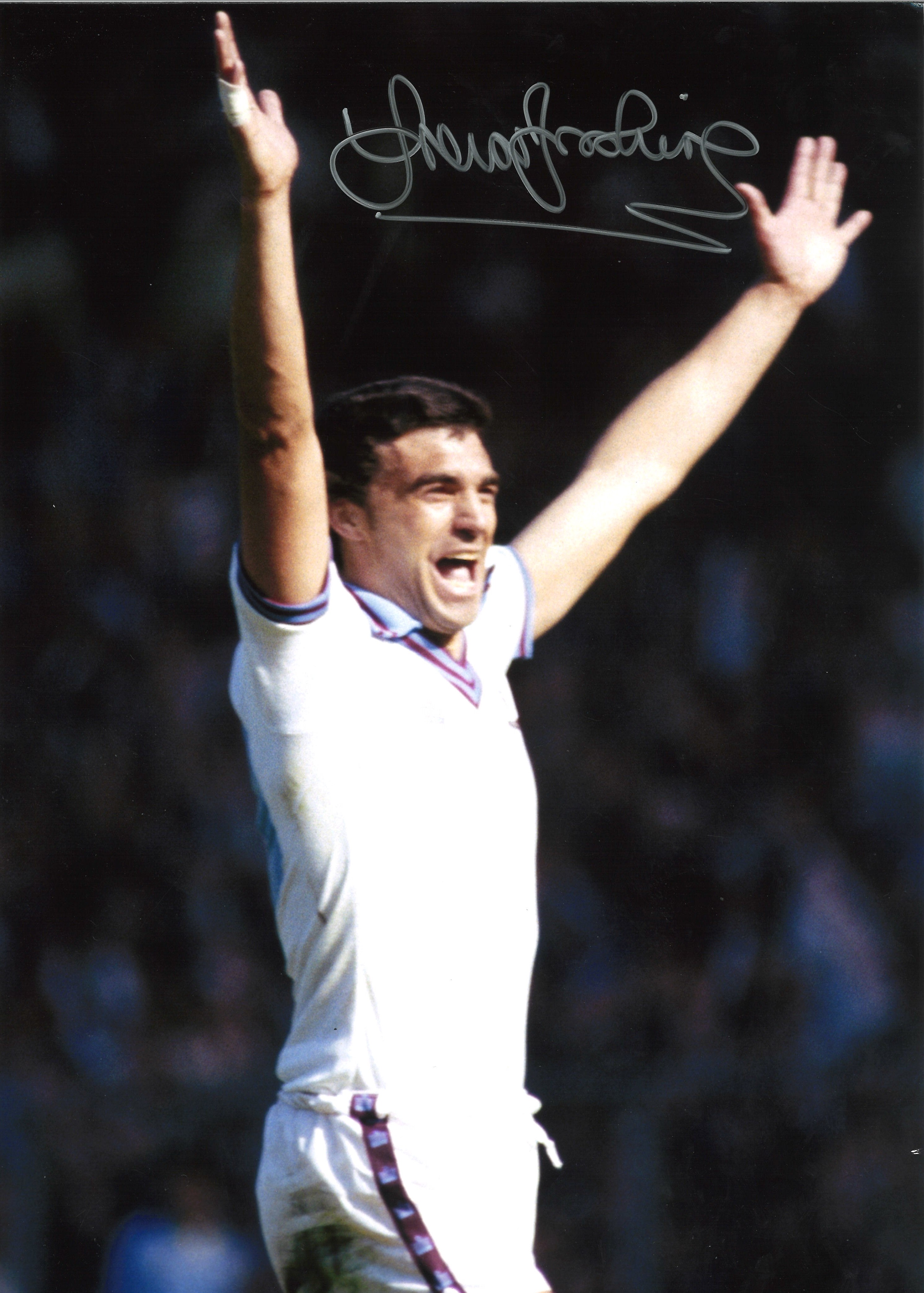 Football Trevor Brooking 14x12 signed colour photo pictured celebrating after scoring the winning