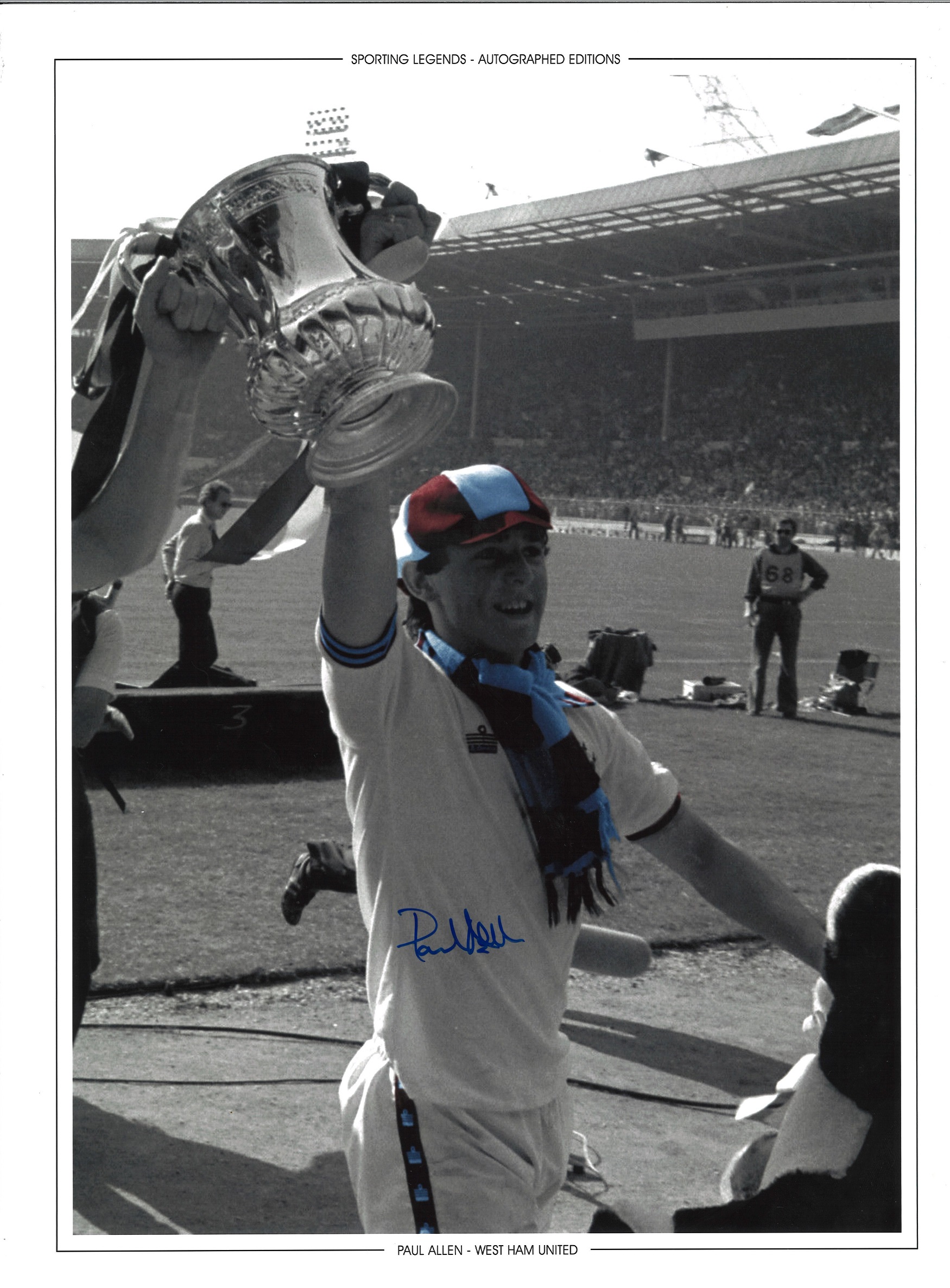 Paul Allen West Ham Signed 16 x 12 inch football colour enhanced photo. Good Condition. All