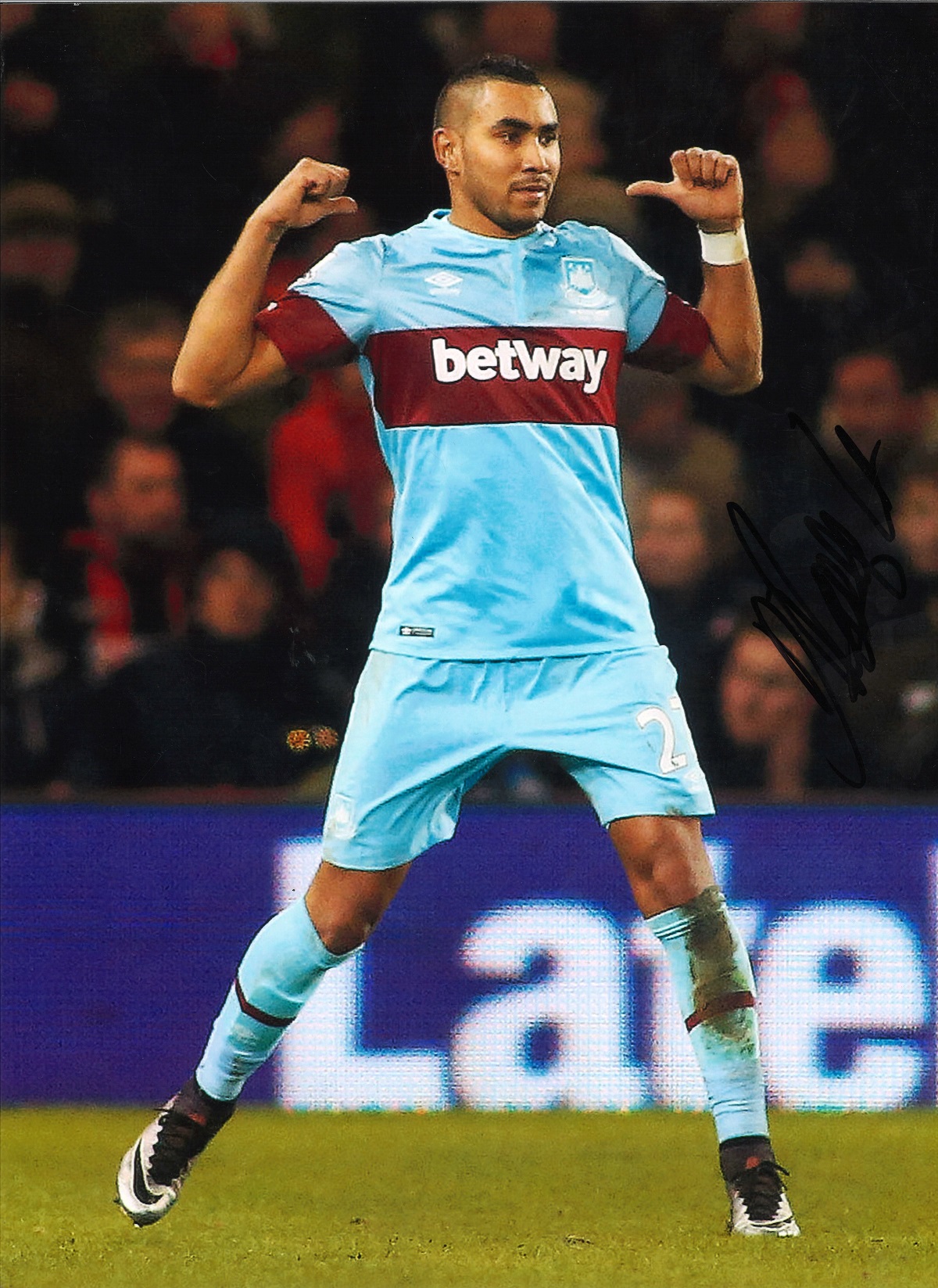 Dimitri Payet West Ham Signed 16 x 12 inch football photo. Good Condition. All autographs are