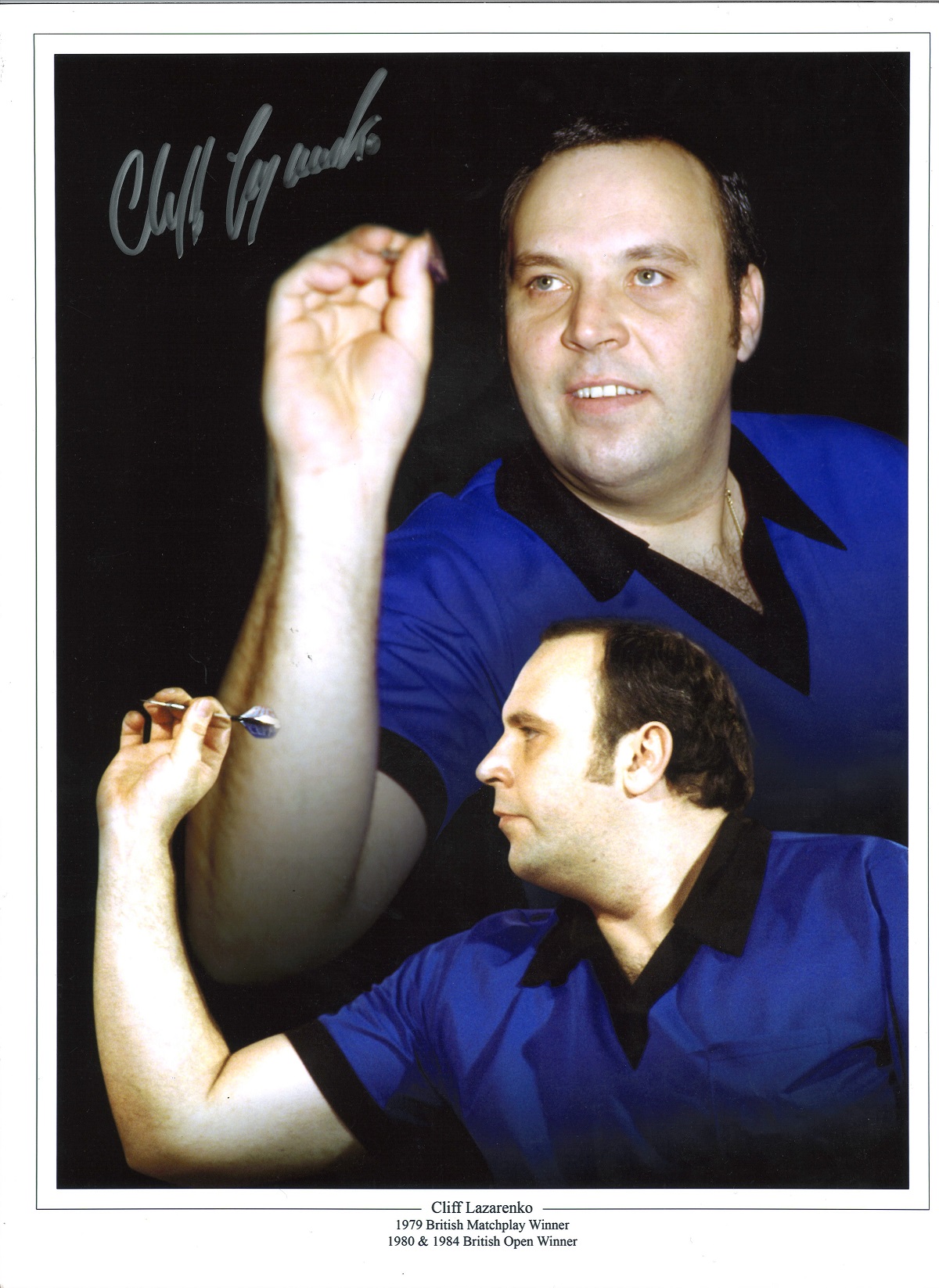 Cliff Lazarenko Darts Signed 16 x 12 inch darts photo. Good Condition. All autographs are genuine