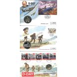 D-day coin cover collection. 3 covers from The History of World War II series each with coin