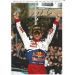 Sebastian Loeb 12 x 8 World Rally Champion Motor Racing celebration portrait photo. Good