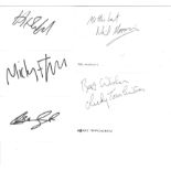 Comedians signed white card collection. 5 in total. Includes Harry Enfield, Micky Flanagan, Alexi