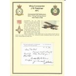 Wing Commander J N Fletcher AFC signed small 4x3 postcard card dated 11.5.72, in response to Mr