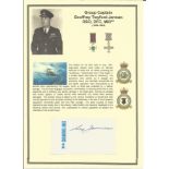 Group Captain Geoffrey Twyford Jarman DSO DFC MiD** signed small signature piece. Attached to a