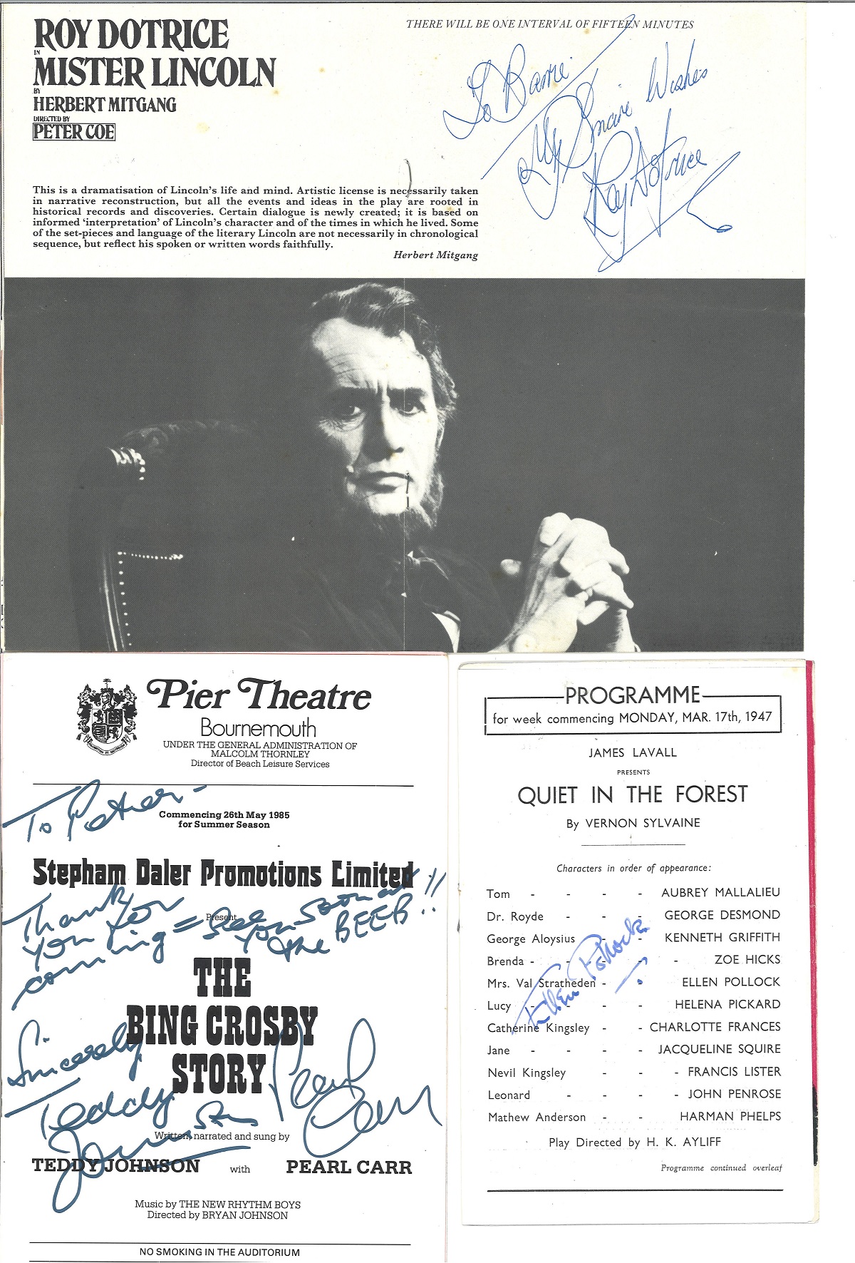 Signed Theatre programme collection. 68 included. Amongst signatures are Teddy Johnson, Pearl