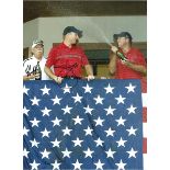 Fluff Cowan and Jim Furyk signed 16x12 celebration photo from the 2008 Valhalla Ryder cup. Good