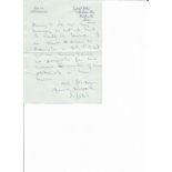 Air Commodore David D-Arcy Greig DFC AFC signed ALS which is attached to a detailed A4 biography