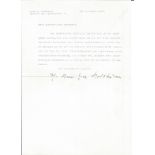 Hans Holthusen hand signed 1964 letter replying in German to an autograph request. German lyric