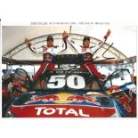 Sebastian Loeb 12 x 8 World Rally Champion Motor Racing on car celebration team photo. Good