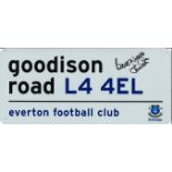 Joe Royle signed replica Goodison Rd street sign. English football manager. In his club career, he