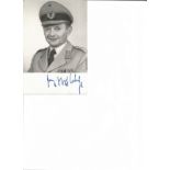 German General Franz Joseph Schulze KC signed 6 x 4 photo in uniform with letter. German