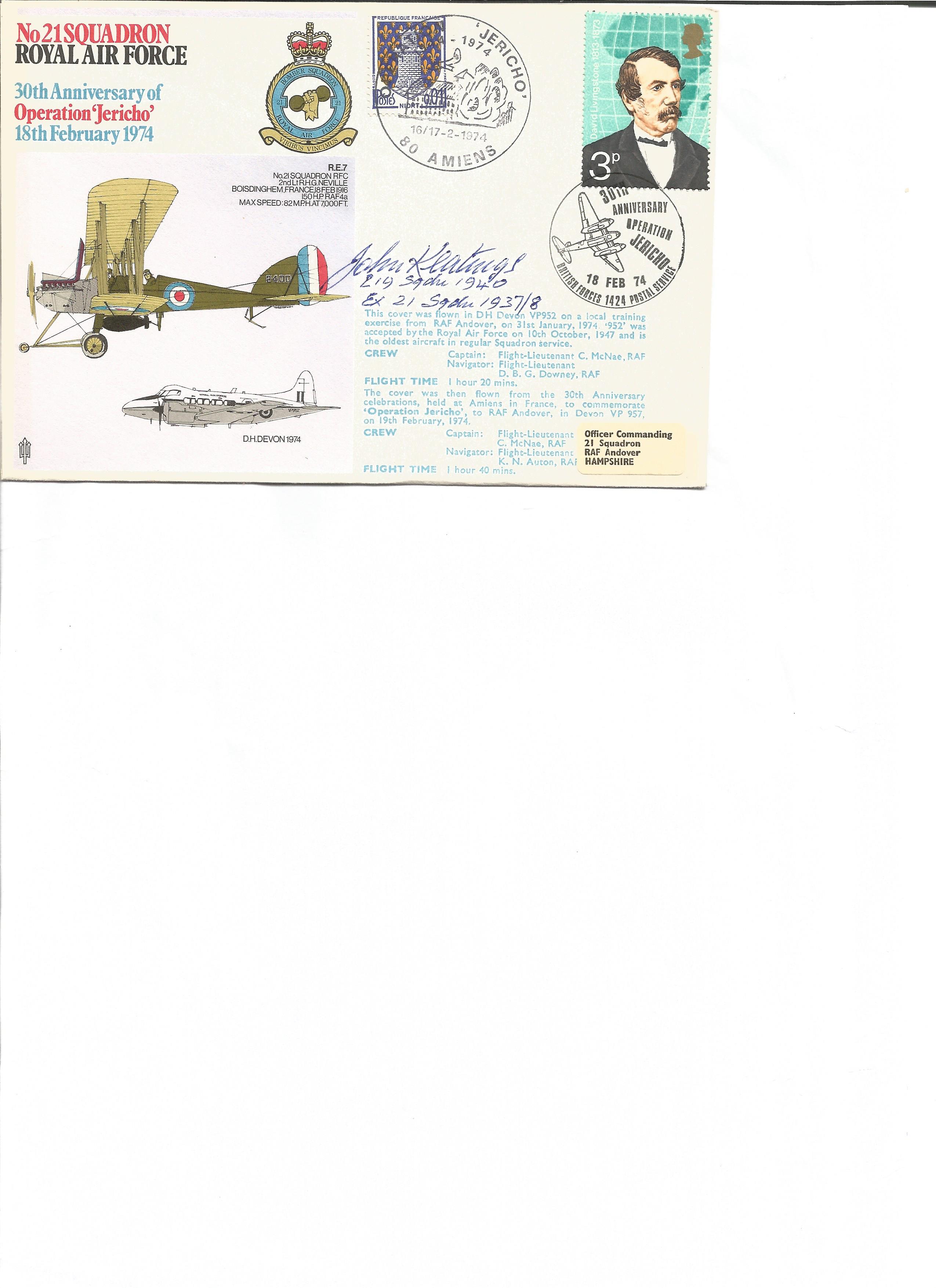 Sgt John Keatings 219 Sqdn signed 30th anniversary of Operation Jericho cover. Good Condition. All
