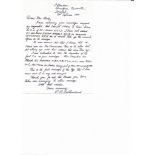 Group Captain Robert Bruce Sutherland DFC signed hand written ALS dated 24th September 1971, in