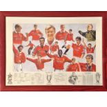 Football Manchester United 23x30 framed and mounted print by the renowned artist Patrick Loan
