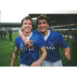 Kevin Ratcliffe and Trevor Steven Dual Everton Signed 12 x 8 inch football photo. Supplied from