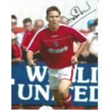 Matt Holland signed 10x8 colour football photo pictured in action for Charlton Athletic. Supplied