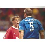 Dave Watson Everton Signed 12 x 8 inch football photo. Supplied from stock of www.sportsignings.