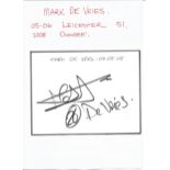 Football Autograph Mark De Vries Leicester City Signed White Card 2005. Supplied from stock of www.