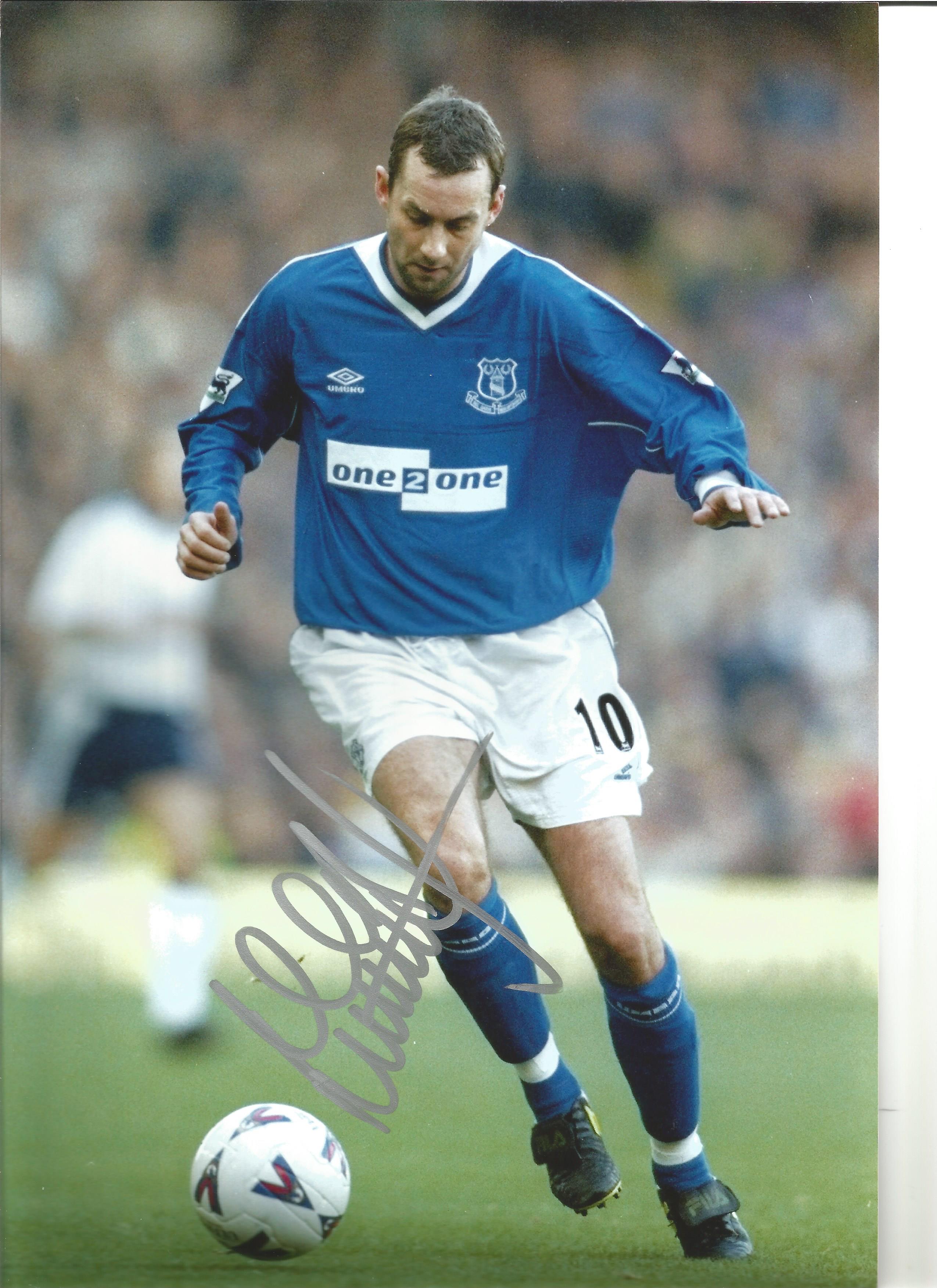 Don Hutchinson Everton Signed 12x 8 inch football photo. Supplied from stock of www.sportsignings.