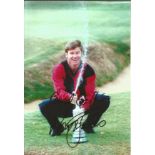 Nick Faldo Signed 12 x 8 inch golf photo. Supplied from stock of www.sportsignings.com the in person