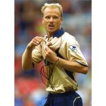 Dennis Bergkamp Arsenal Signed 16 x 12 inch football photo. Supplied from stock of www.