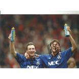 Dave Watson and Duncan Ferguson Everton Signed 12 x 8 inch football photo. Supplied from stock of