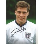 Tony Cottee 12x8 Signed Colour Football Photo Pictured On England Duty. Supplied from stock of www.