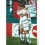 Michael and Brian Laudrup brothers dual Denmark Signed 12 x 8 inch football photo. Supplied from