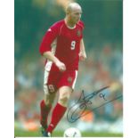 John Hartson Wales Signed 10 x 8 inch football photo. Supplied from stock of www.sportsignings.com