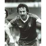 Frank Clark signed 10x8 b/w football photo pictured in action for Nottingham Forest. Supplied from