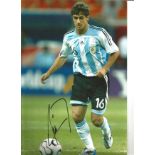 Pablo Aimar Argentina Signed 10 x 8 inch football photo. Supplied from stock of www.sportsignings.