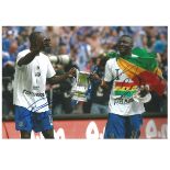 John Utaka and Sulley Muntari Portsmouth Signed 12 x 8 inch football photo. Supplied from stock of